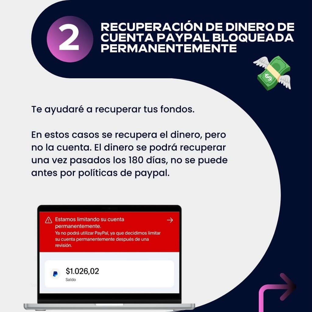 recupera dinero de cuenta paypal bloqueada permanentemente 180 dias