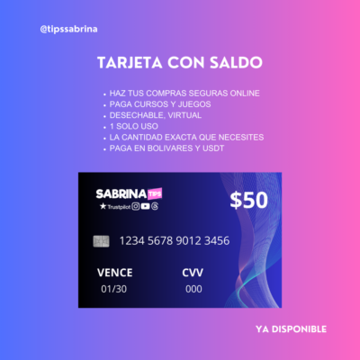 Tarjeta VIRTUAl con SALDO