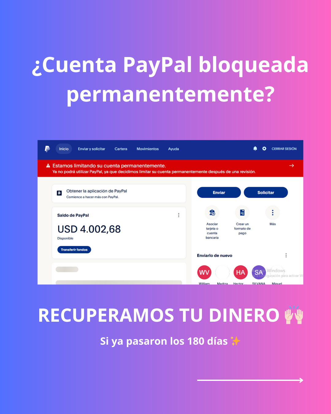 recuperar dinero de cuenta paypal bloqueada permanentemente