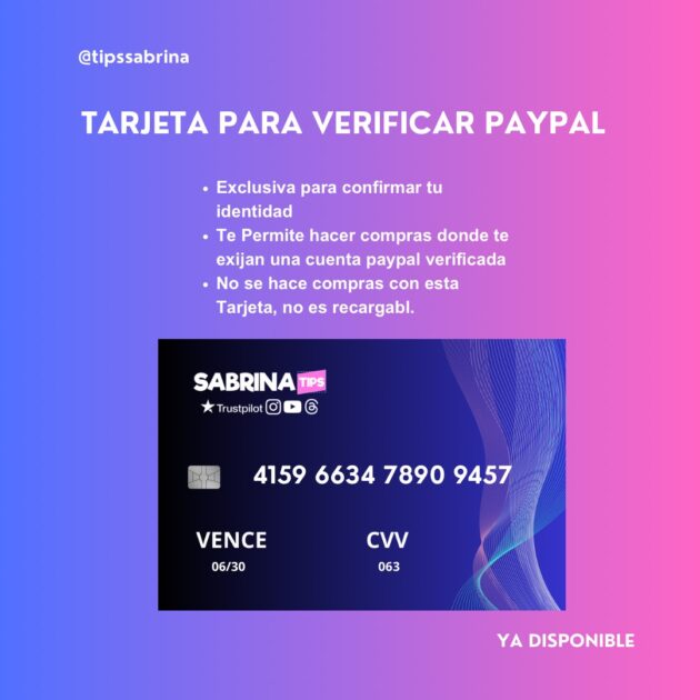 Tarjeta para verificar cuenta paypal 5 años